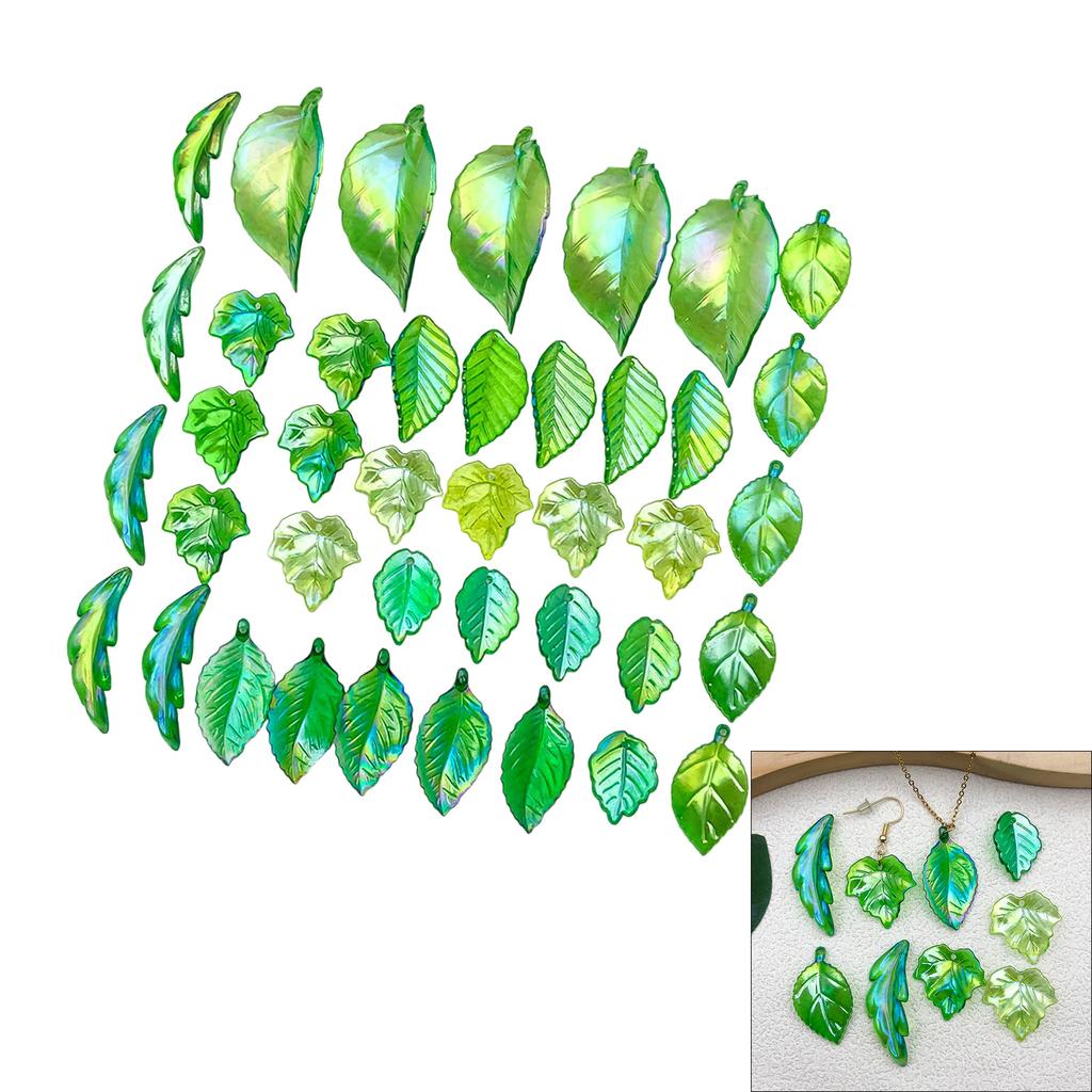 40/50/60 Buc. Farmece Delicate Acrilice Verzi Transparente în Formă de Frunză cu Găuri, Stiluri Variate pentru Accesorii DIY de Artizanat Bijuterii