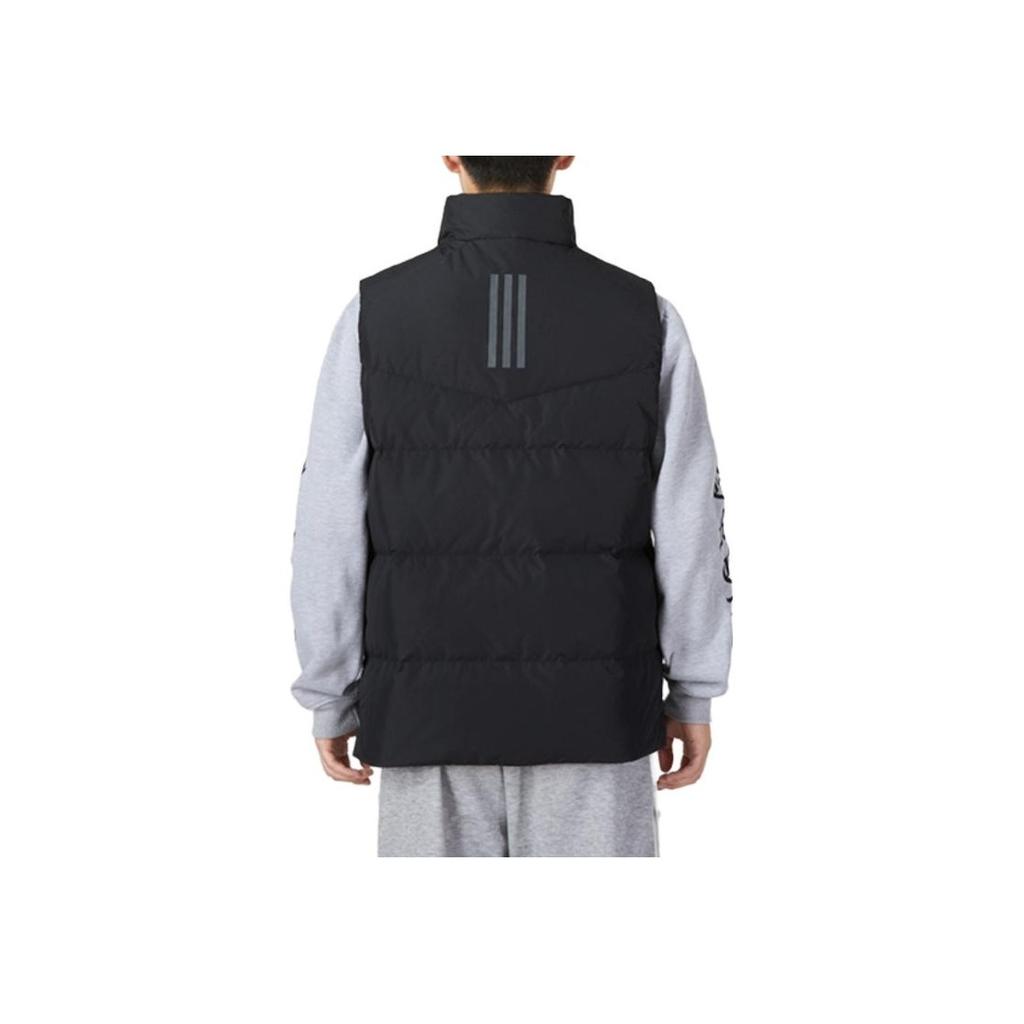 Adidas Logo Print Solid Down Vest Men Outerwear Black HN4403