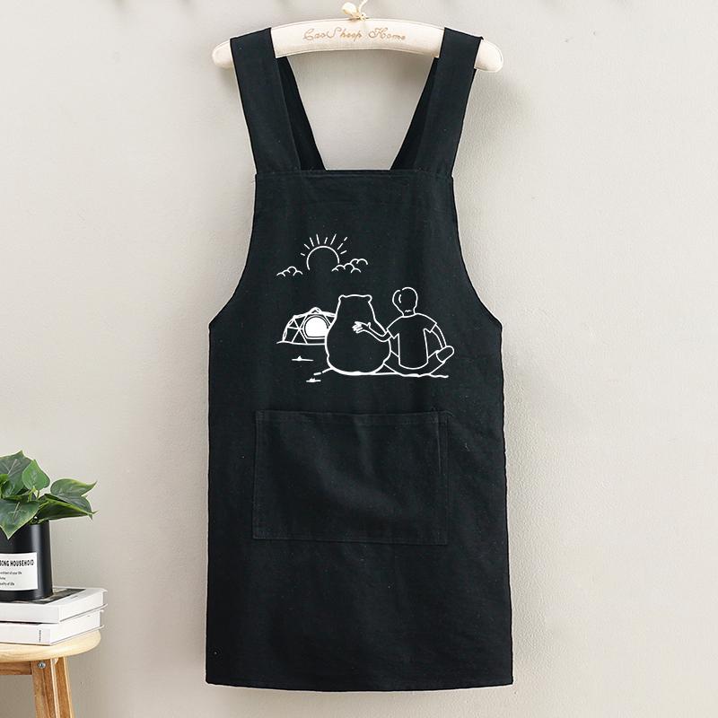 Cross-Back Cotton Crepe Apron for Milk Tea Shop Employees