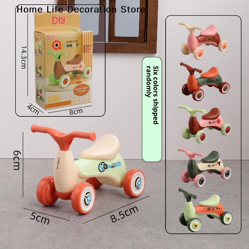 1Pcs Simulation Mini Cute Kids Balance Car Four-wheeled Baby Sliding Scooter Ornament Creative Assembly Children Toy Gifts