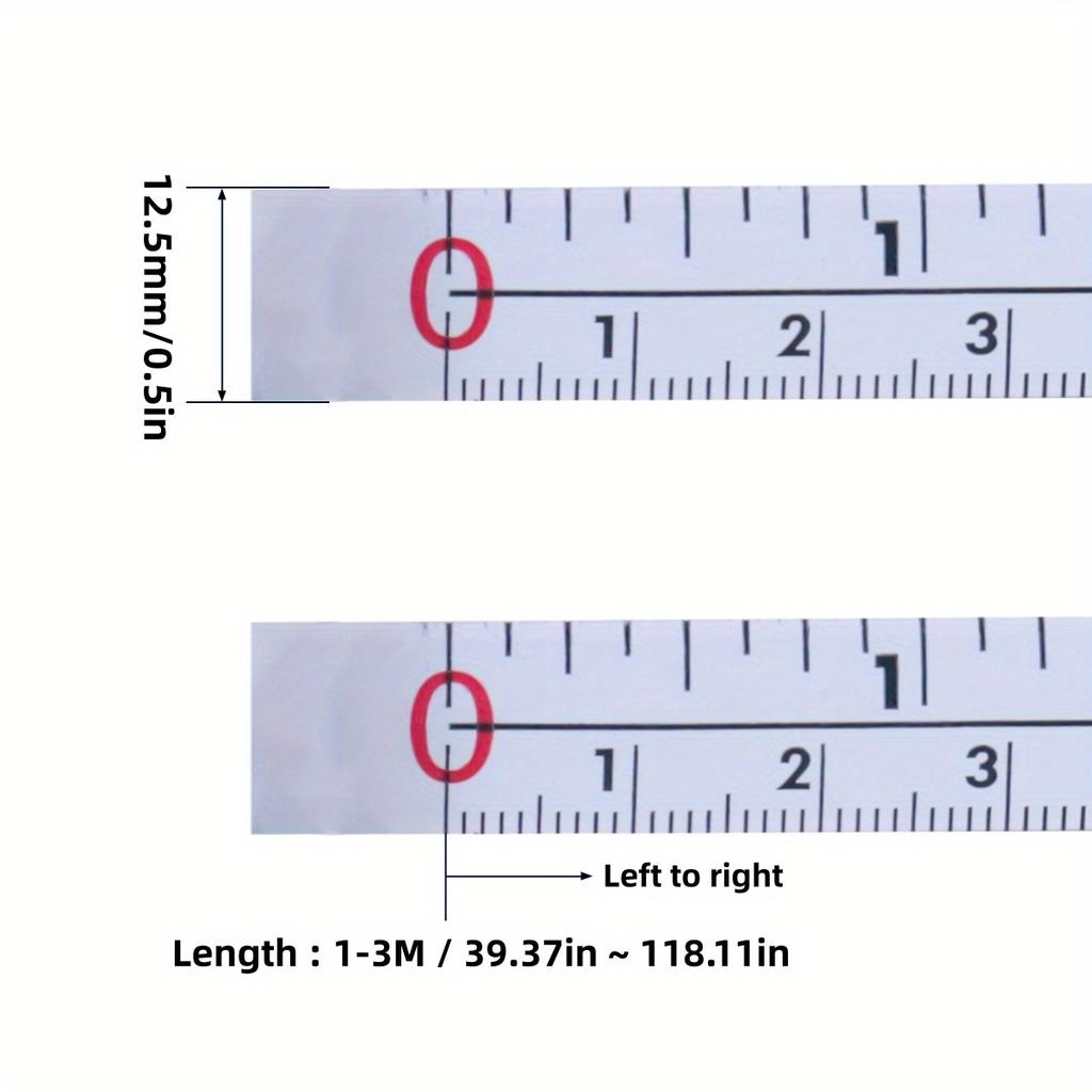 Steel Adhesive Tape Measure, Imperial and Metric Scale Ruler Sticker, Left To Right Reading Self-Adhesive Measuring Tape