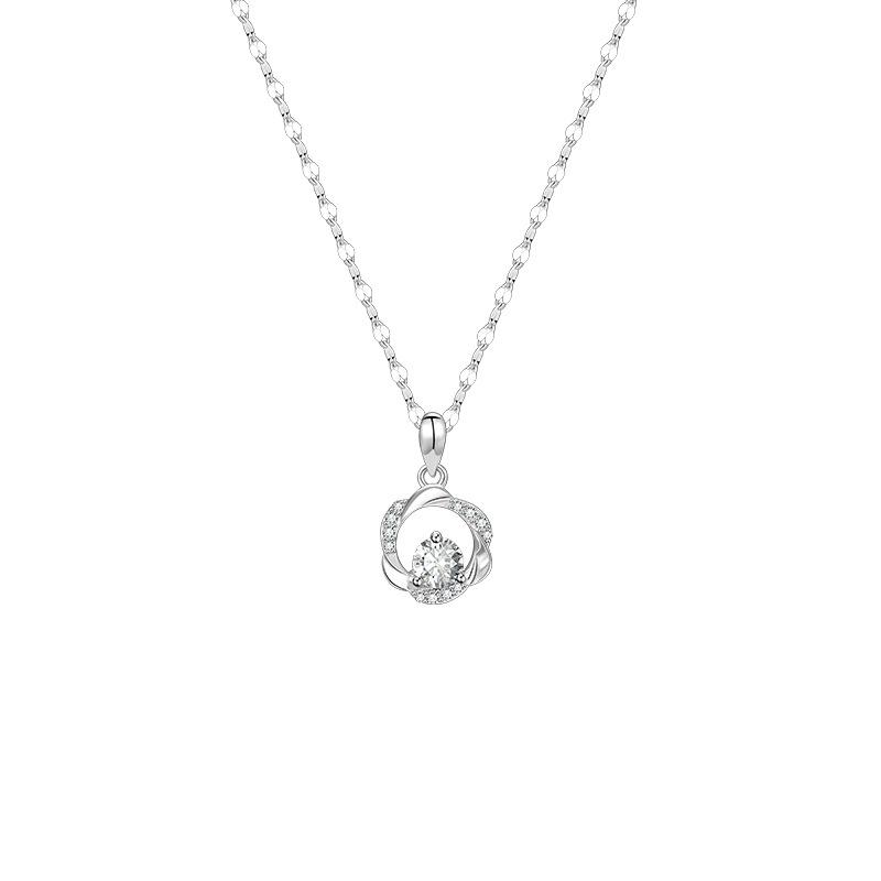 Light Luxury Mobius Necklace Collarbone Chain Sparkling Diamond Round Choker Trendy Minimalist Jewelry