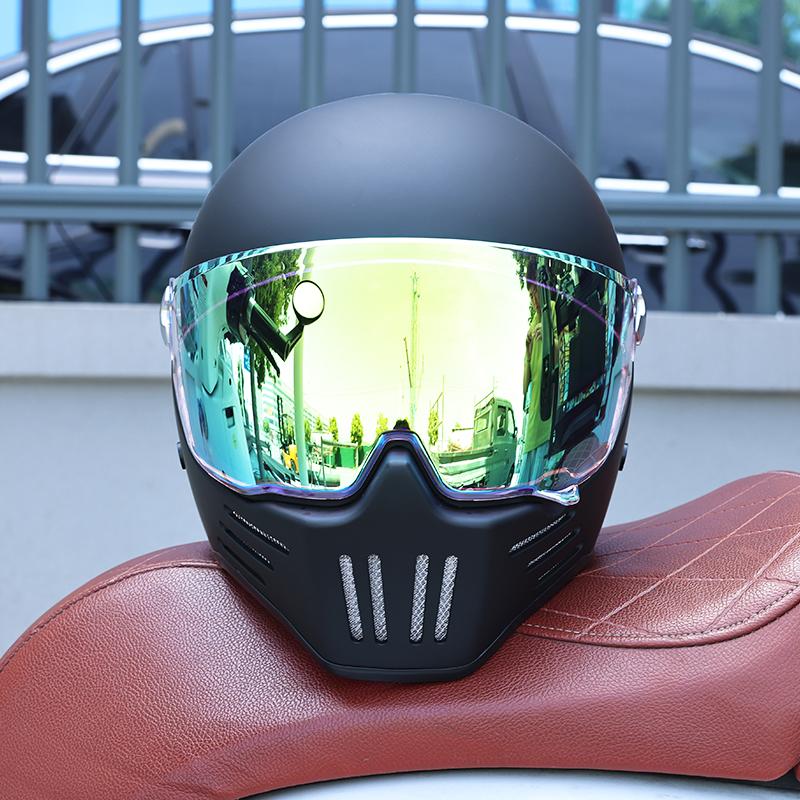 Vintage Full Face Motorcycle Helmet Men Women All Weather DOT Certified ABS Windproof Comfort Liner Motorbike Gear