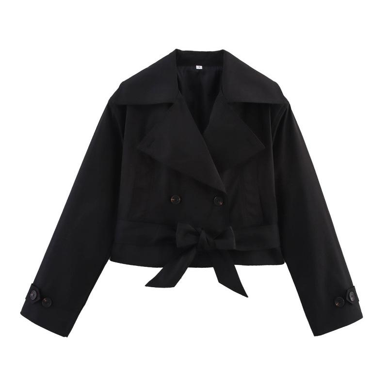 Chaqueta Gabardina Casual con Cinturón y Solapas Moda Femenina Euroamericana