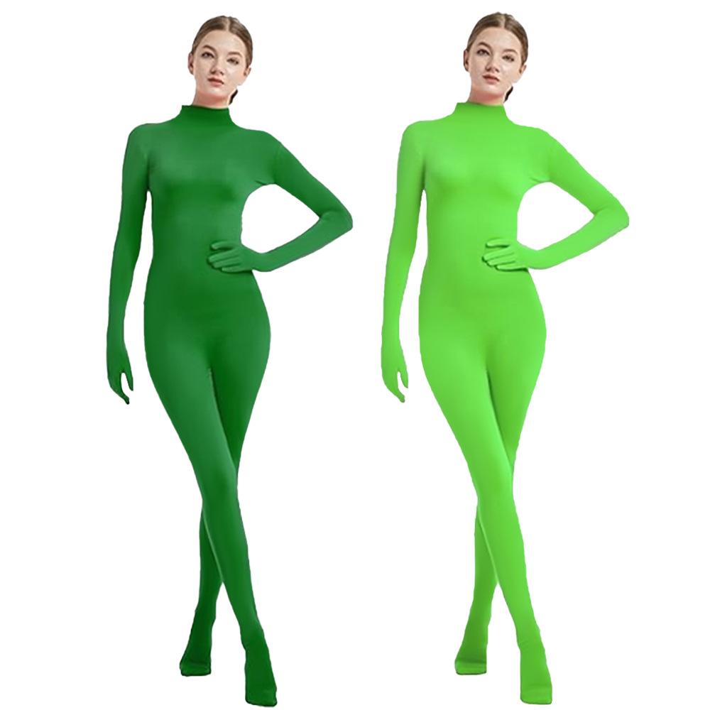 Women's Solid Color Zentai Bodysuit with Hands and Feet for Dancewear and Stage Performance