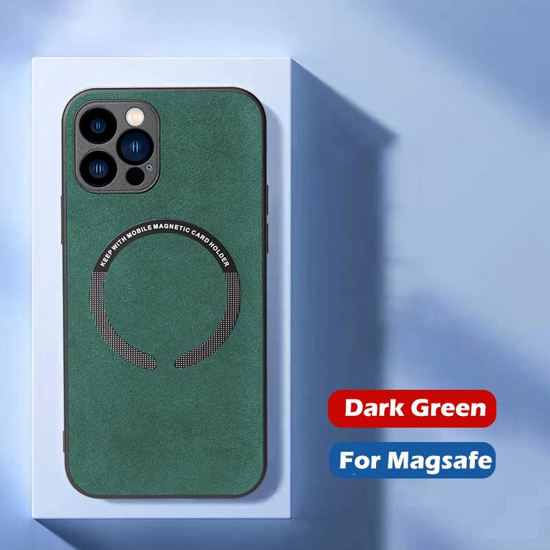 Luxury Leather Car Magnetic Holder Phone Case for iPhone 15 14 13 12 11 XS X XR Pro Max Plus Magsafe Wireless Charge Cover