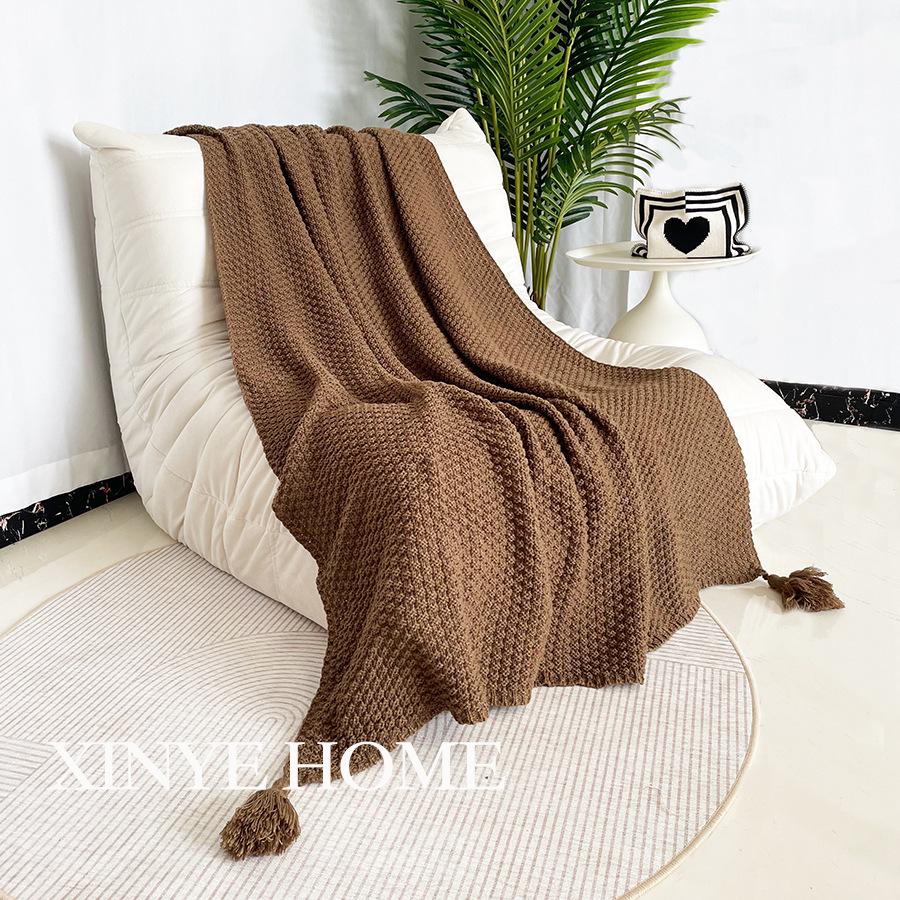Nordic Style Tassel Wool Sofa Cover & Office Nap Blanket Shawl