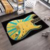 Golden Blue Guitar Design Rug Non-slip rug suitable for living room and bedroom sofas