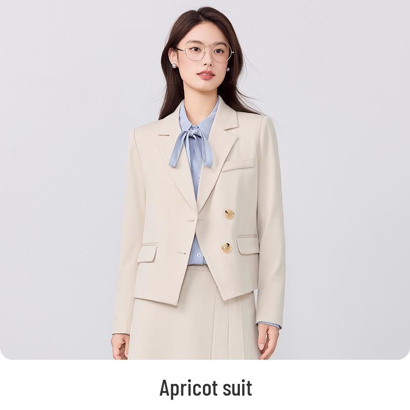 Women's Petite Short Blazer Jacket & Skirt Set - Spring/Autumn 2025, Professional Formal Wear