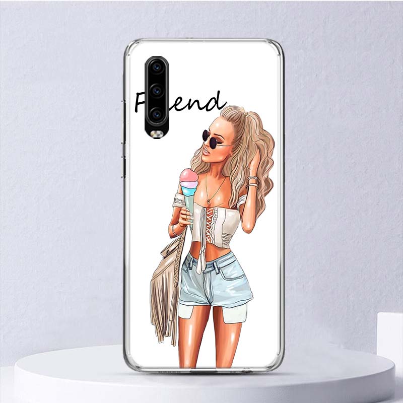 Mädchen Beste Freunde Für Immer BFF Weichen Fall Für Huawei P30 Lite P40 P20 P10 P50 Pro Telefon Abdeckung Mate 20 30 40 10 P30Lite Shell Fund