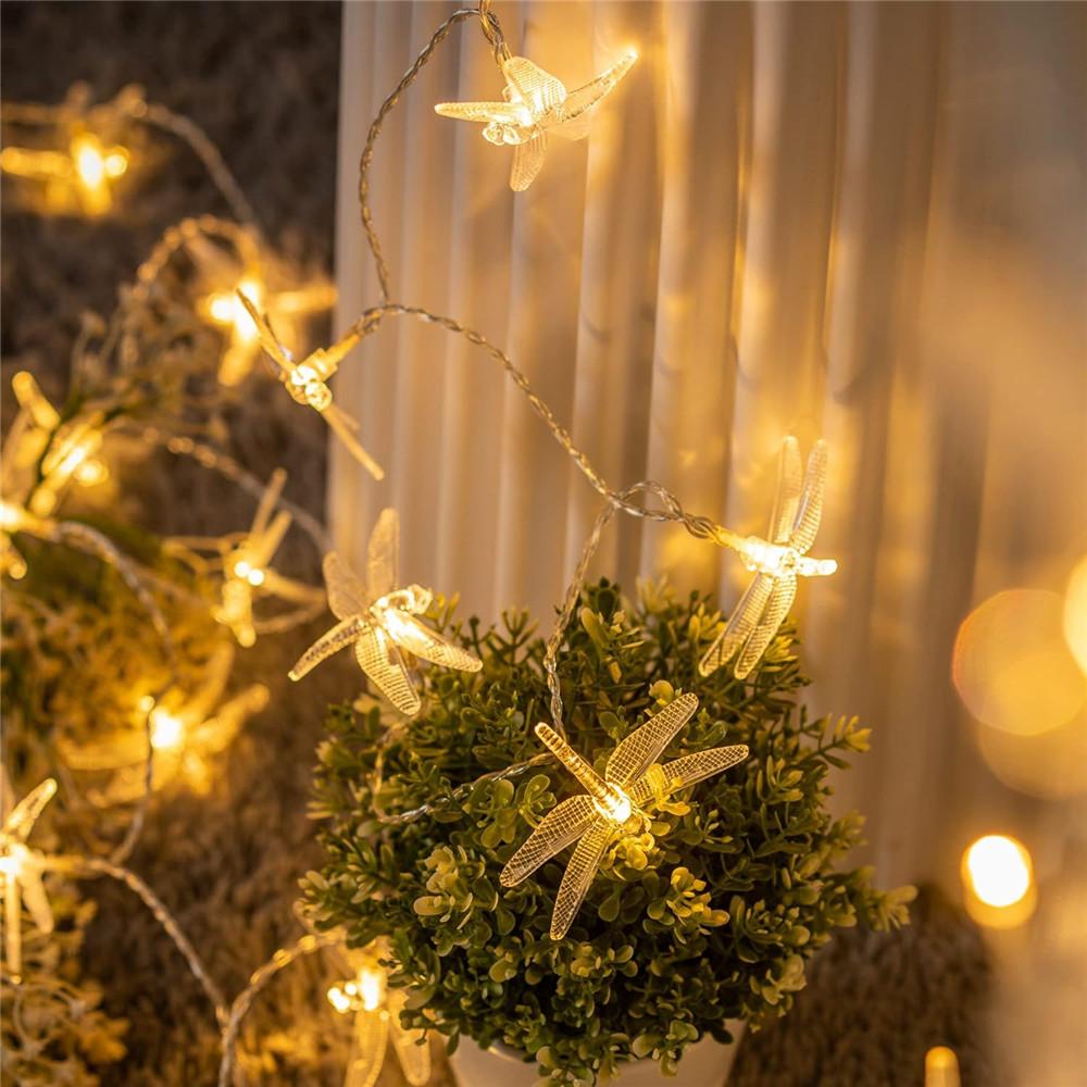 50LED Solar Dragonfly String Lights with 8 Modes Outdoor Garden Fairy Lights Waterproof Solar Powered for Patio Yard Christmas Decor