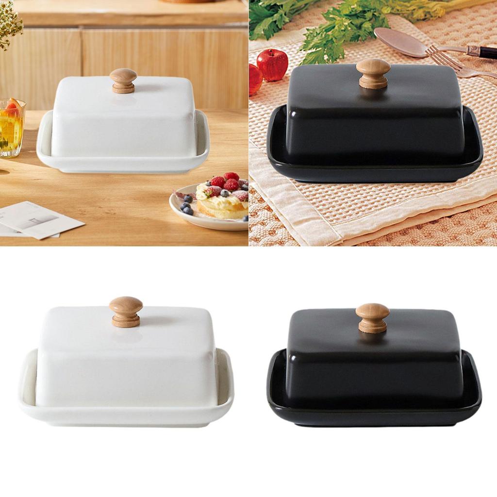 Ceramic Butter Dish with Cover Large Practical European Butter Storage Keeper for Kitchen Bar Household Cake Shop Counter