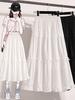 Sweet Lace Bow Ruffle Midi Skirt for Women - Spring 2025 High Waist A-line Style