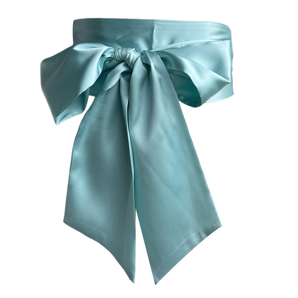 Wide Bowknot Fabric Ribbon Cummerbunds Lace Up Waistband Strap  For Skirts Dress Top Clothes