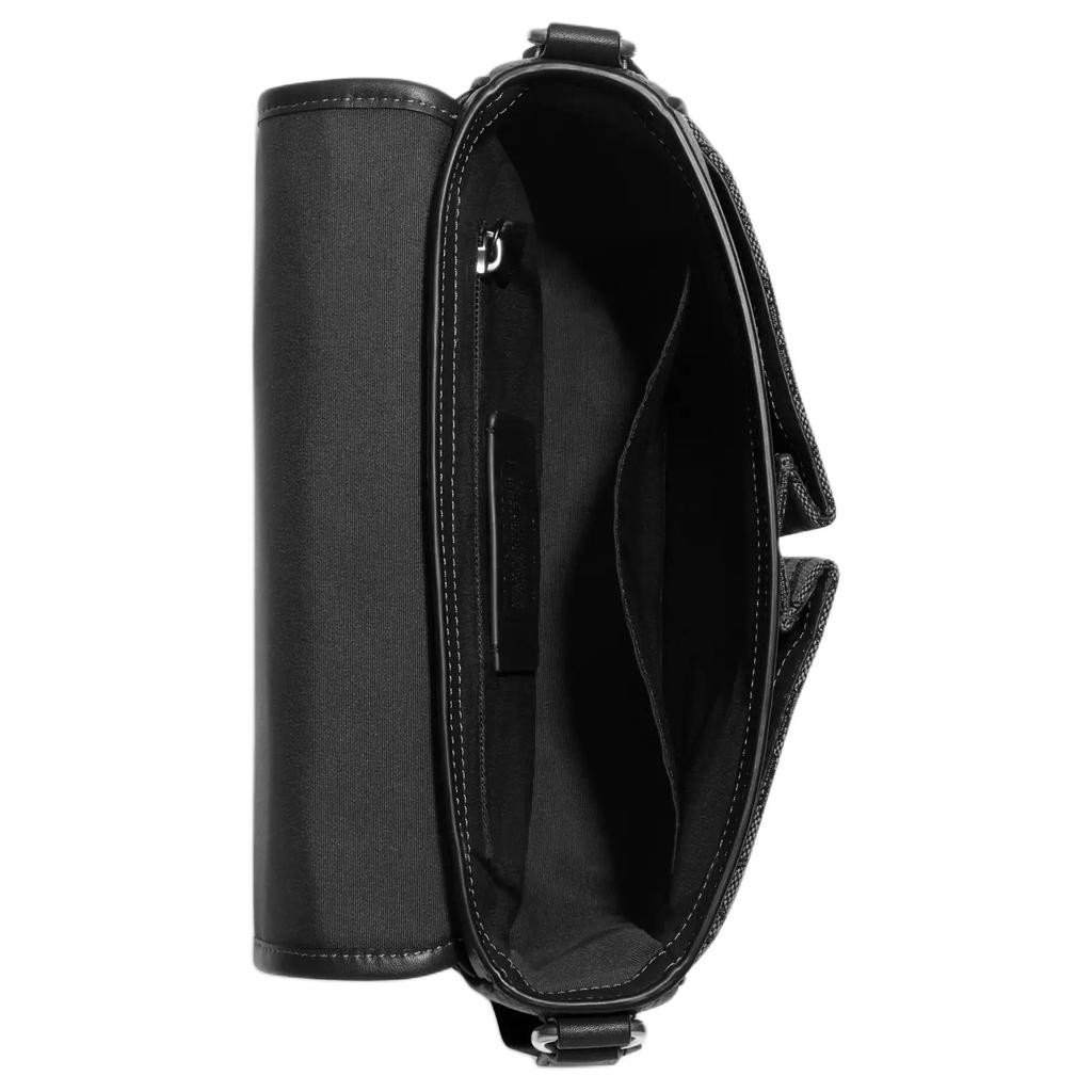 Coach Sprint 25 Signature Jacquard Pebble Leather And Smooth Calfskin Crossbody Bag Medium Women crossbody bag Black CE534-JIBLK