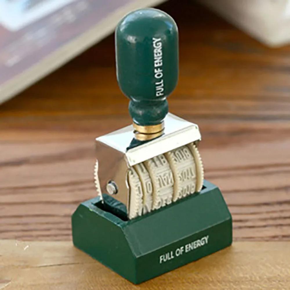 

DIY Retro Roller Date Stamp Roller Knob Vintage Font DIY Craft Card зелёный