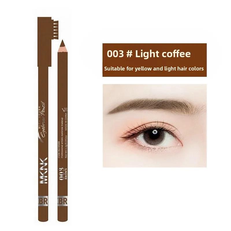 Wooden Double-Ended Eyebrow Pencil 4 Colors Waterproof Smudge Proof Eyeliner Pen Matte Long Lasting Chromogenic Makeup Pen