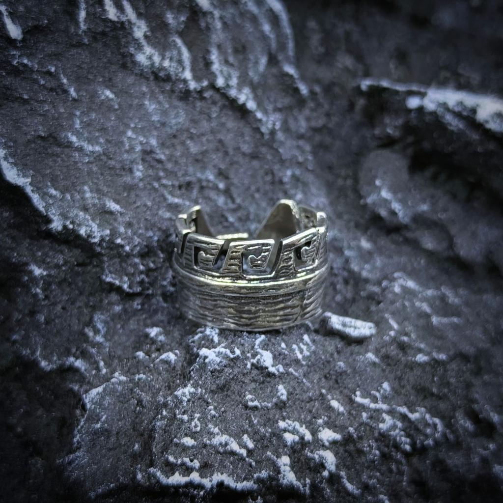 Retro Indian Feather Wide Ring For Men Silver Color Punk Gothic Open Ring Unisex Accessories Handmade Designer Love Gift