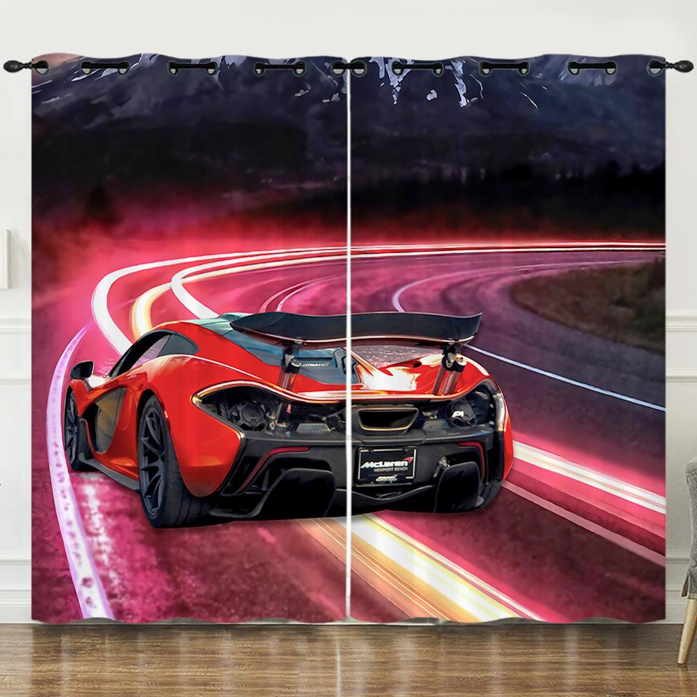 Curtain Race Racing 3D Digital Printing Blackout Curtain Punching