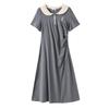 The New Summer Pleated Design of The Plus-size Women's Clothing College-style Doll Collar Cinched Waist Dress