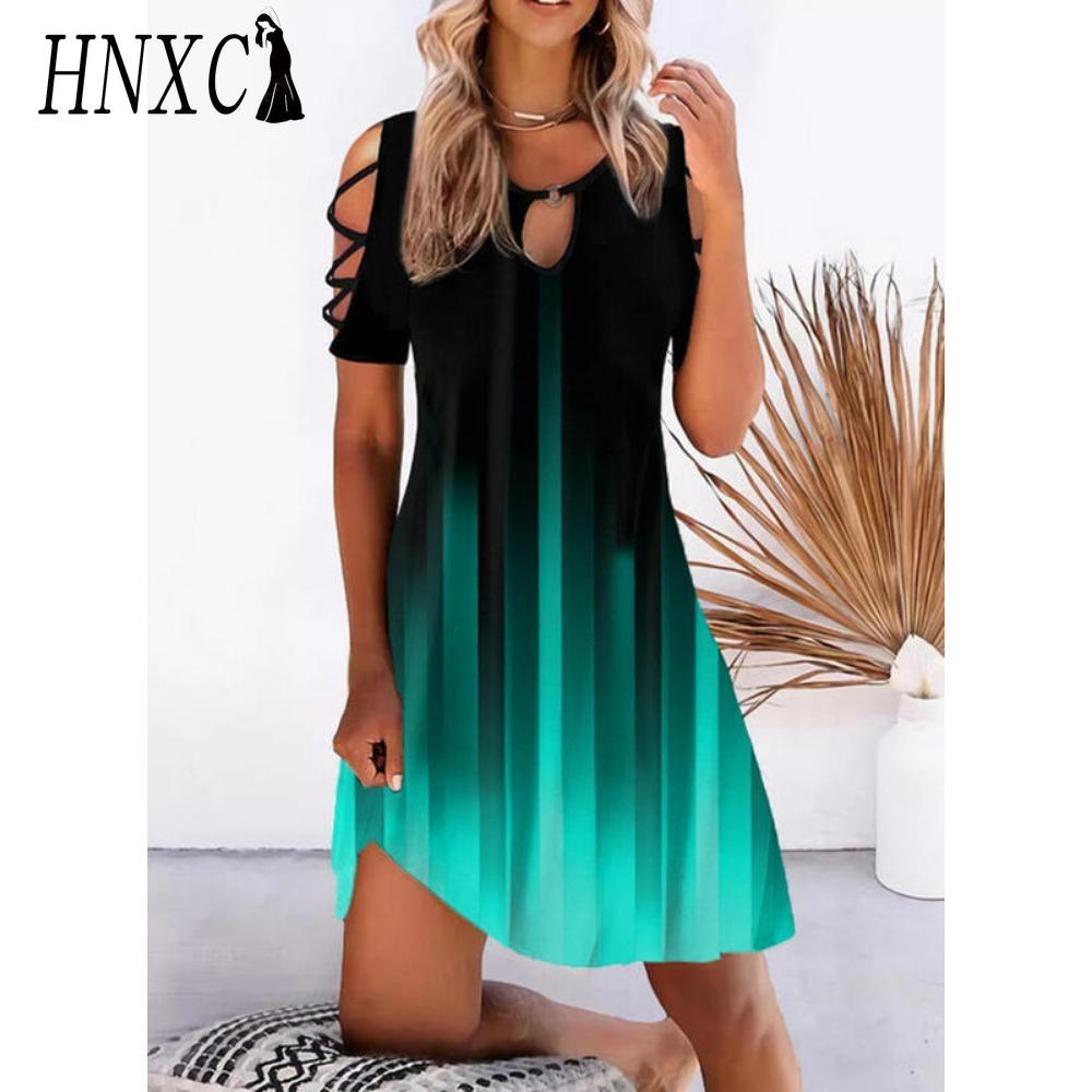 HNXC 13 Color Women Floral Print Dress Summer Sexy Short Sleeve O-Neck Mini Dresses Female Vintage Elegant Dress