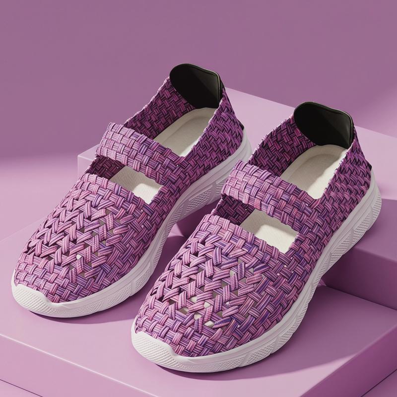 

Summer Girl Mary Jane Sandals Lady Handmade Braid Sandals Women Black Purple Weave Flat Shoes Plus Size 42 фіолетовий
