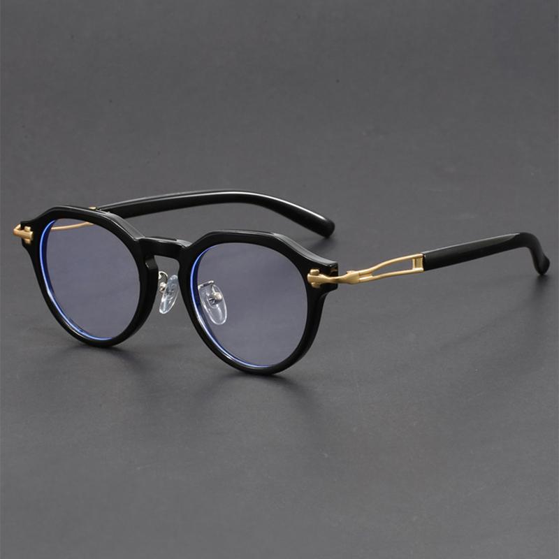 KAMMPT Vintage Round Optical Frames Men Blue Light Blocking Glasses Trendy Retro Stylish Luxury Eyewear