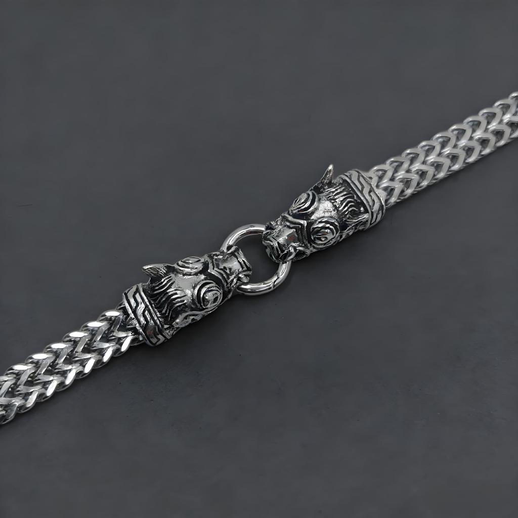 Stainless Steel Double Luxury Pig Head Bracelet Trendy Men