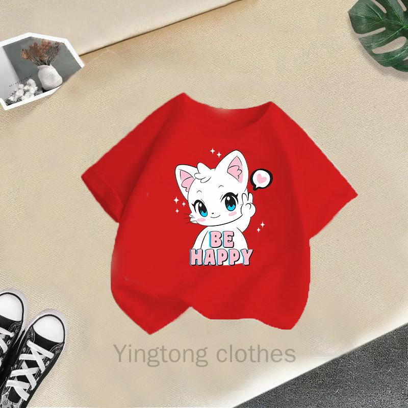 

Children s Short Sleeve Unisex T-Shirts Cotton Summer Casual Shirts Trendy Cartoon Girl Summer Fashion Kids Wear 150