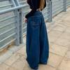 Retro Loose Embroidered Casual Women Jeans Fashion Streetwear Straight Wide Leg Long Pants