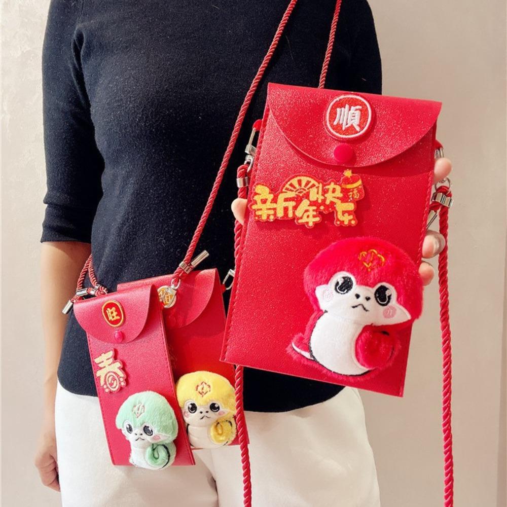 

Chinese Plush Snake Lucky Money Packet Cross Body Snake New Year Money Envelope Celebration Party Style H