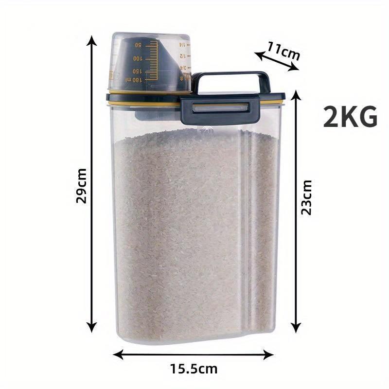 2kg Dog Cat Food Pail Plastic Storage Tank with Measuring Cup Container Moisture-proof Sealed Jar Pet Supplies Accessories