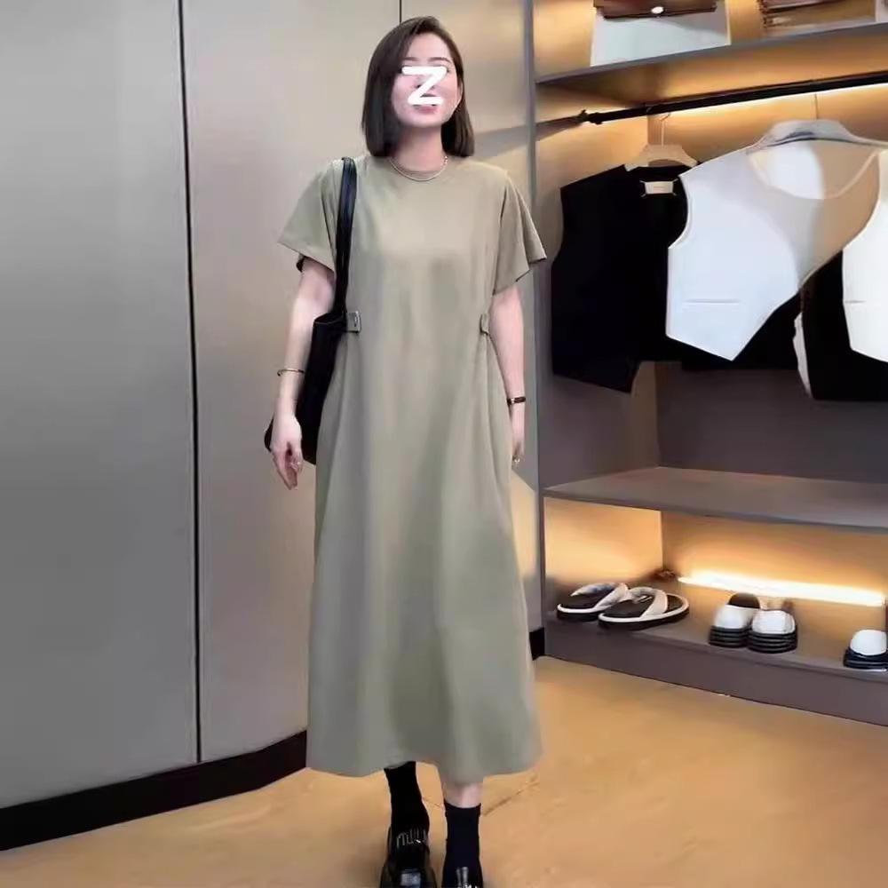 Women's Plus Size Korean Style Summer Casual Dress - Loose, Slimming, Short Sleeve