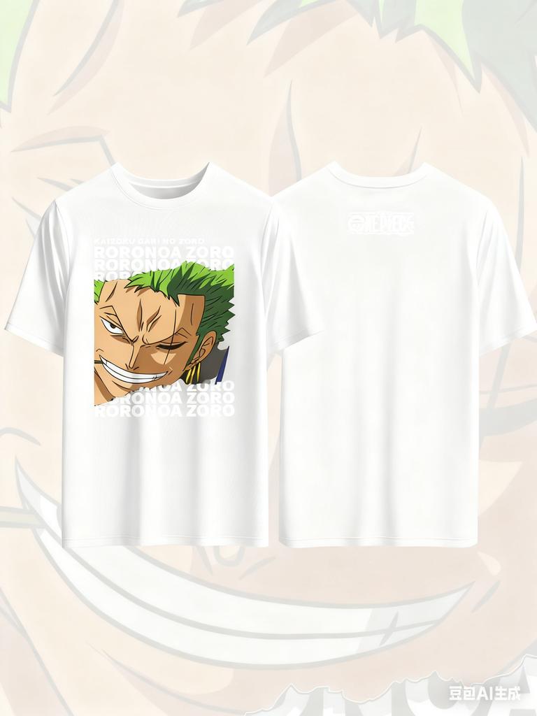 One Piece Zoro Anime Printed Pure Cotton Tshirt for Men and Women Casual Fashion Oversized Anime Peripheral Clothing Tshirt