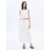 8 Seconds Button Detail A-Line Long Skirt White