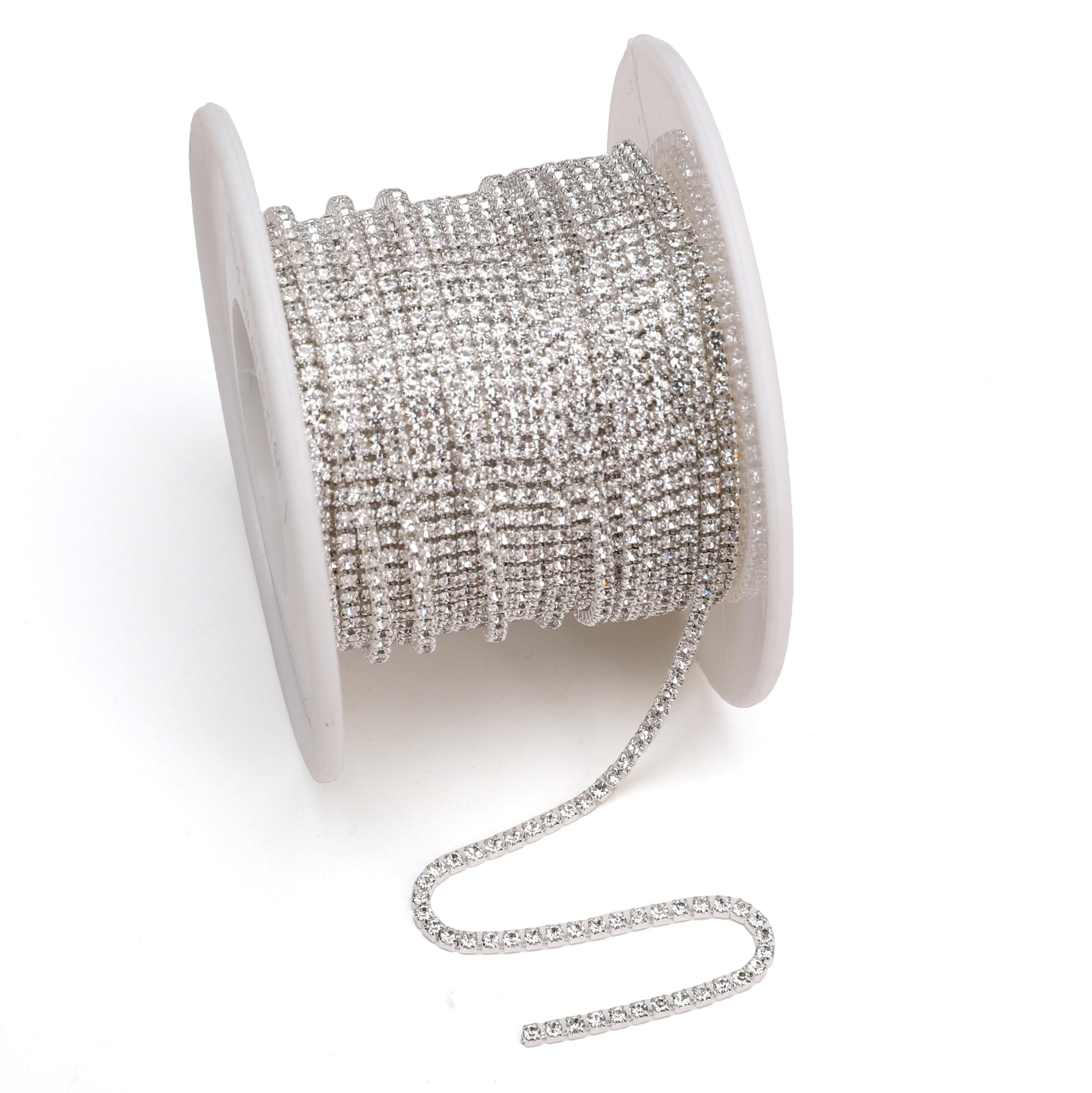 Медная цепочка с четырьмя лапками и стеклянным бриллиантом (густые когти) Цепочка для создания платья, аксессуары для самостоятельного изготовления 1.5mm 1m серебряный