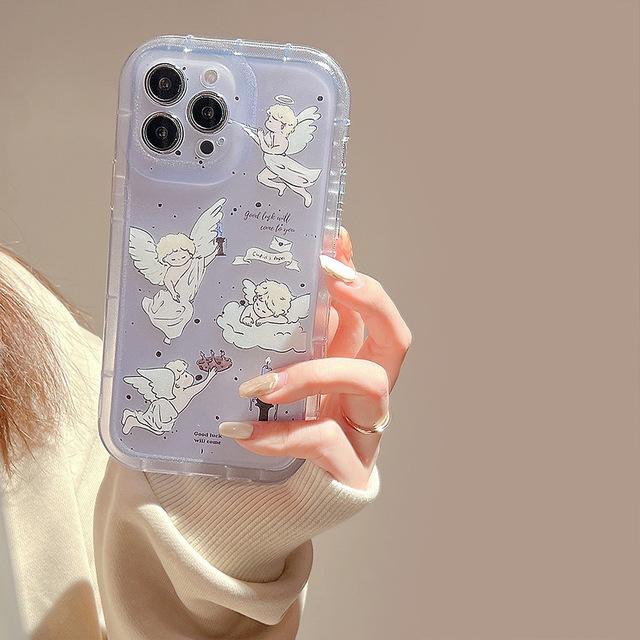 

Ангел Ins Label детский мультфильм милый противоударный чехол для телефона с короной для Iphone 14promax 13 14 Pro Max Plus 11 12 Promax задняя крышка For iphone 13