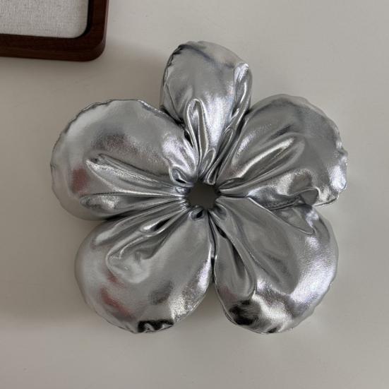 Hair Rope Five-Petal Flower Soft Elastic Band Glossy Surface Hair Tie Bun Meatball Hair Rope Hair Accessories