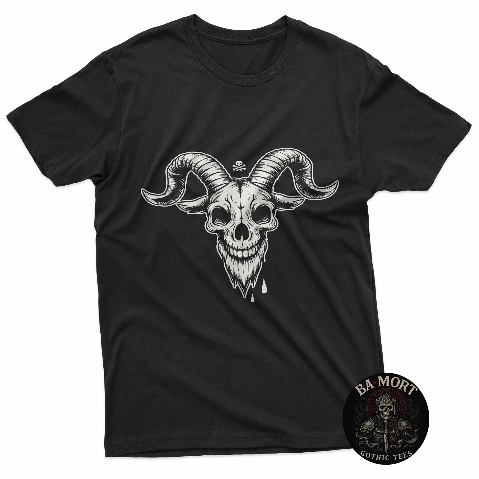 Heavy Metal Goat Skull Graphic Tee T-Shirt 4XL