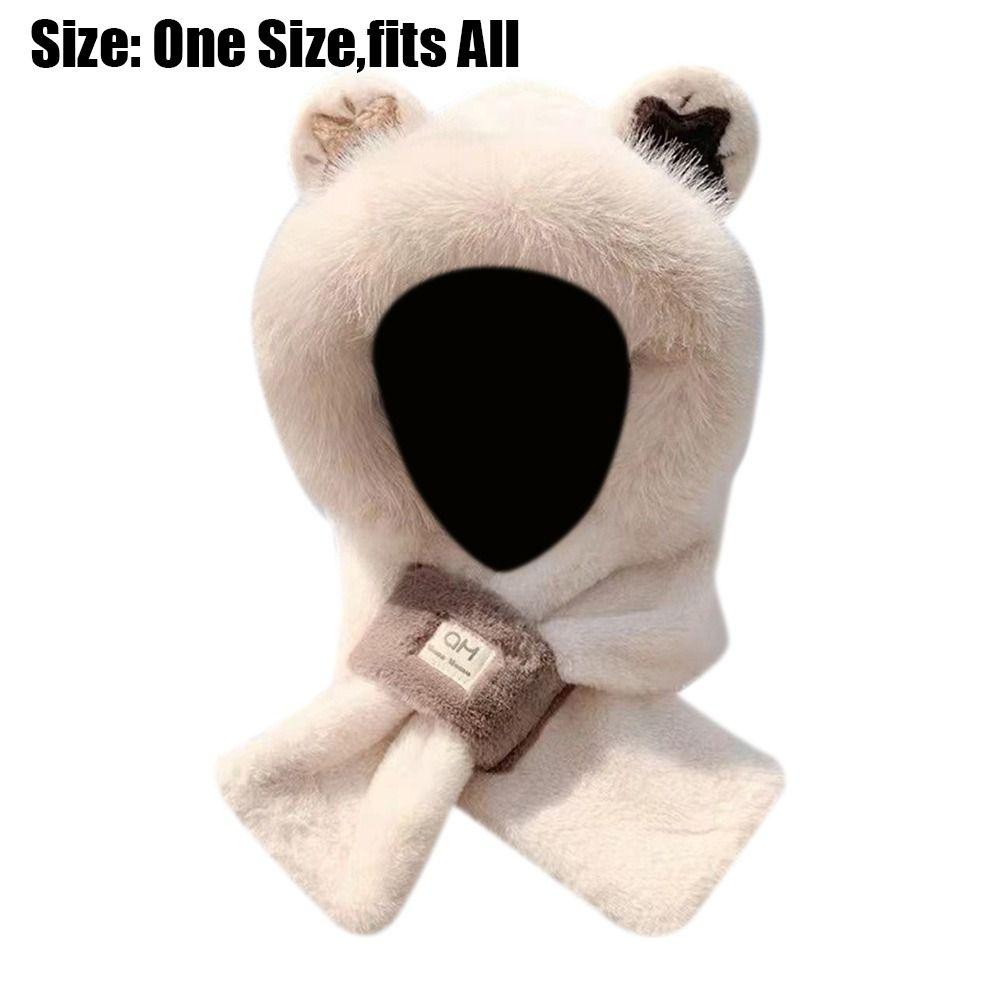 Windproof Integrated Cap Scarf Warm Neck Warmer Cute Ear Protection Cap  Outdoor