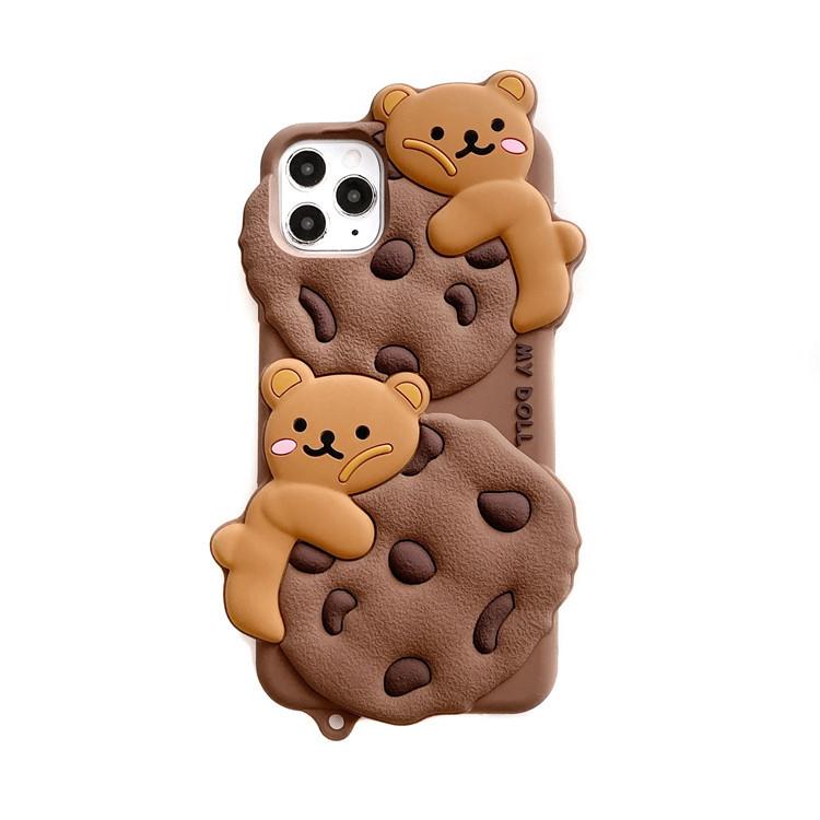 

Cute Cartoon Cookie Bear Lanyard Phone Case For iPhone 17 16 15 14 Plus 13 12 11 Pro Max Shockproof Protective Cover iPhone 13 Pro