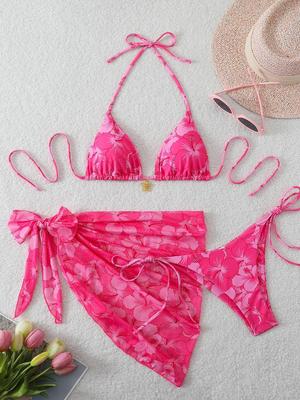 Europese & Amerikaanse Sexy Halter Tie Backless Split Badpak - Drie Delige Bikini Set voor Vrouwen
