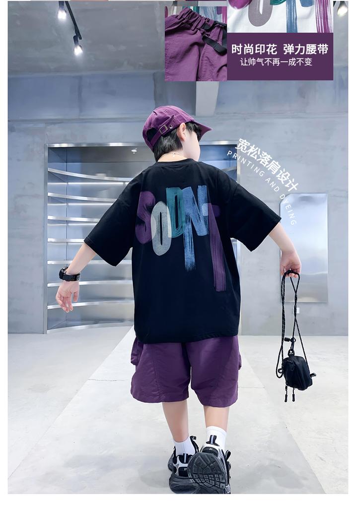 Boys' Summer Short Sleeve Set 2026 New Children's Summer Clothes Boys' Summer Two Piece Set Loose Trendy Cool