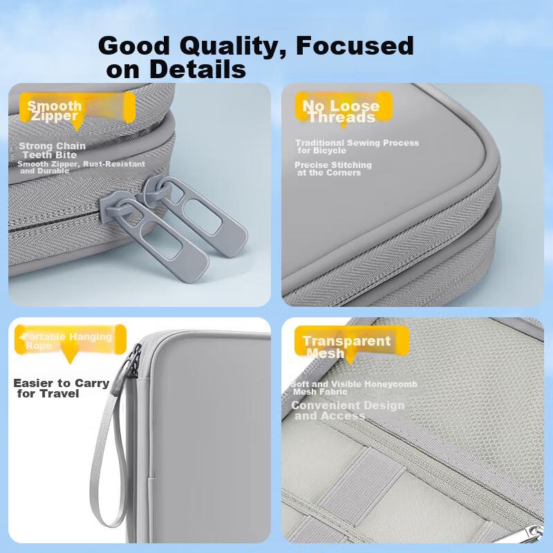 BUBM Cable Organizer Bag for Digital Accessories, Charging Cables And Power Cords, Travel And Business Trip Storage Pouch, Large Double-Layer Desig