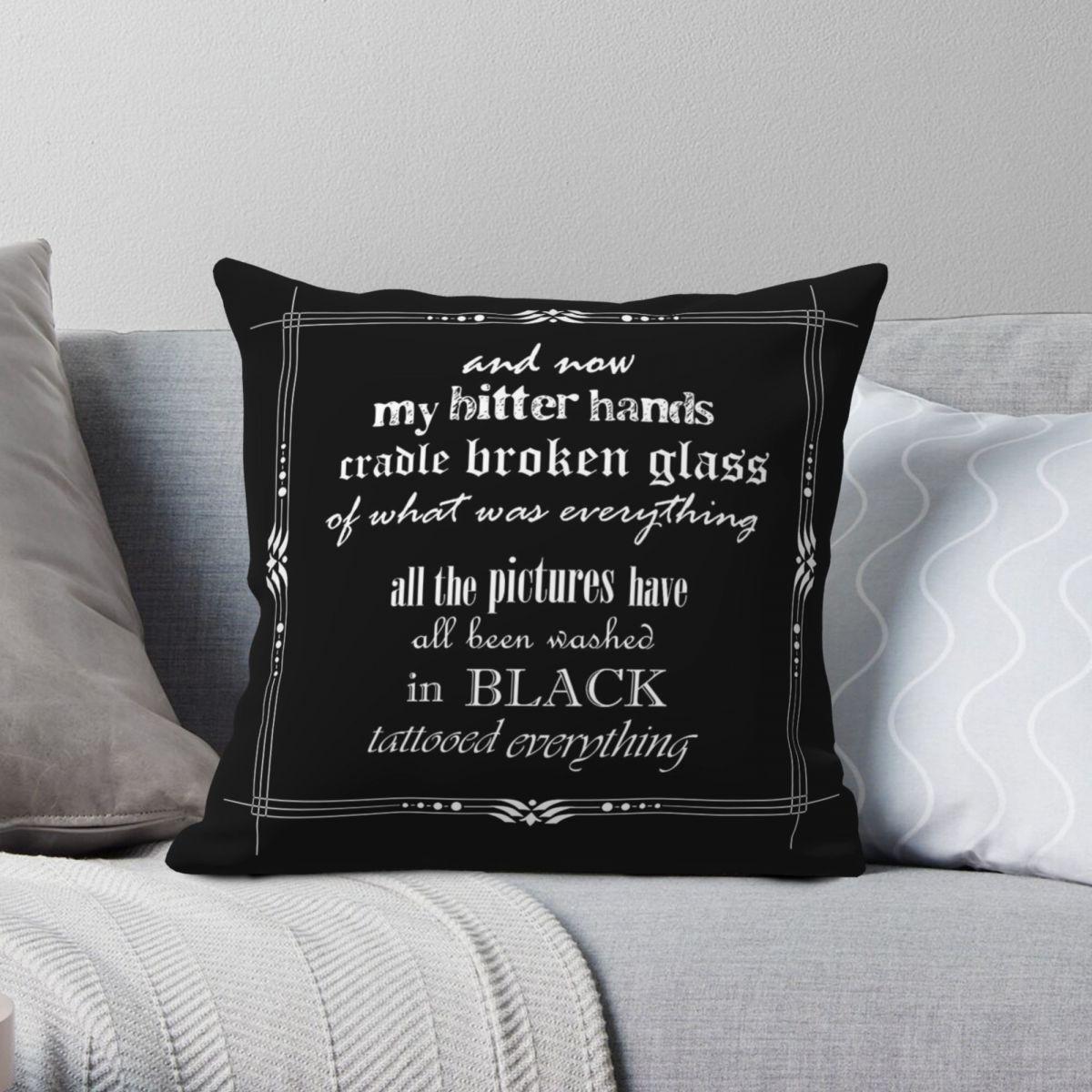 Green Harvest Unisex Black Pearl Jam Lyrics Square Pillowcase Polyester Linen Velvet Creative Zip Decorative Pillow Case Home Cushion Cover 45X45
