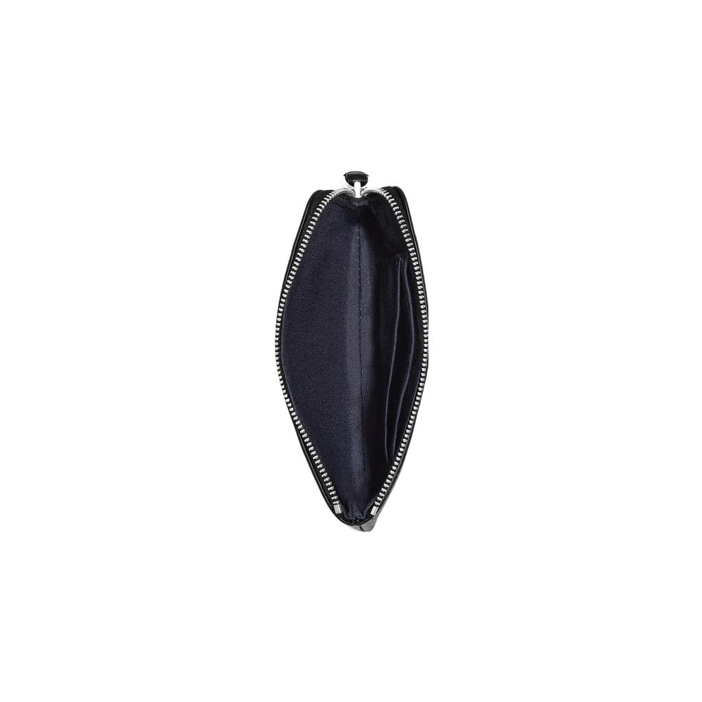 Coach Corner Zip 16 Top Zip Double Slot Dog Print Leather Clutch Small Women Clutch Black CC434-SVA47