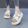 New Women's Thick-soled Sandals Height-increasing Soft-soled One-shoulder Slippers Sponge Beach Shoes