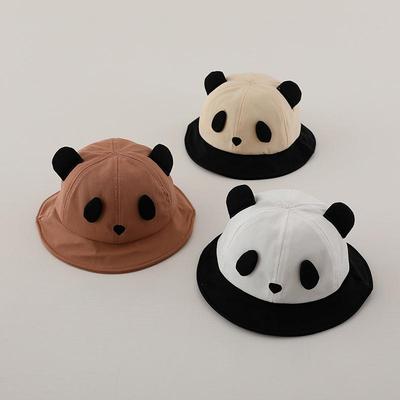 Cute Panda Baby Basin Cap Color Patchwork Kids Sun Protection Fisherman Hat Cartoon Children Cotton Breathable Visors 6-18M Boy Girl