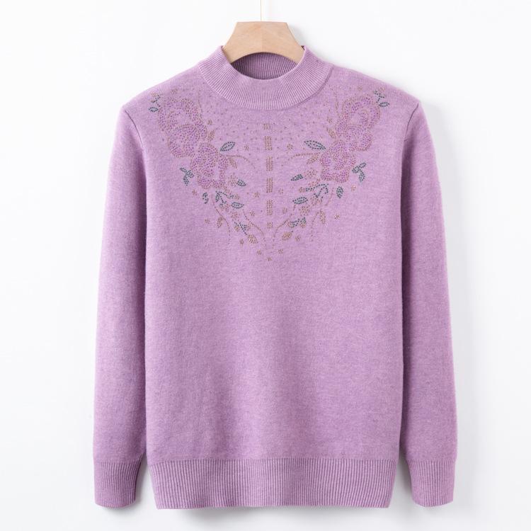 Autumn and Winter Plus Fleece, Middle-aged and Elderly Women's One-piece Fleece Warm Bottoming Shirt, Autumn Tops