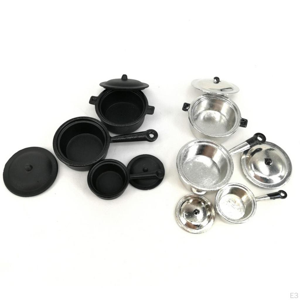 1/12 Scale Dollhouse Cooking Pots Food Set for Decor Pretend Play Holiday Gifts
